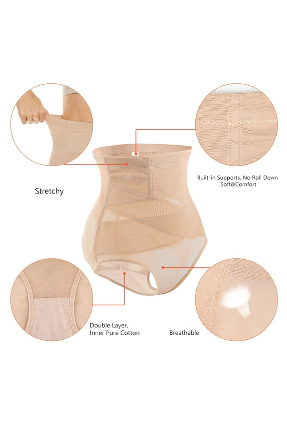 2 Pack Double Tummy Control underwear for women, Womens Waist Trainer Body Shaper High Waisted Shapewear