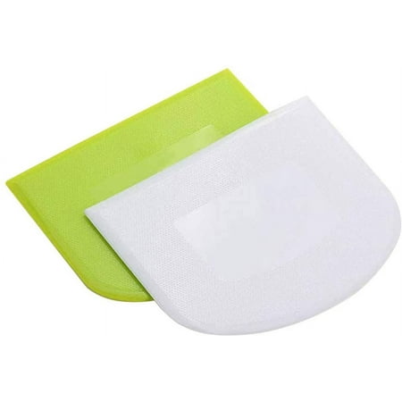 2 Pack Dough Scraper - Multi-Purpose Dough Cutter Bowl Scrapers Plastic Baking Tools for Cake, Cream, Butter, Batter
