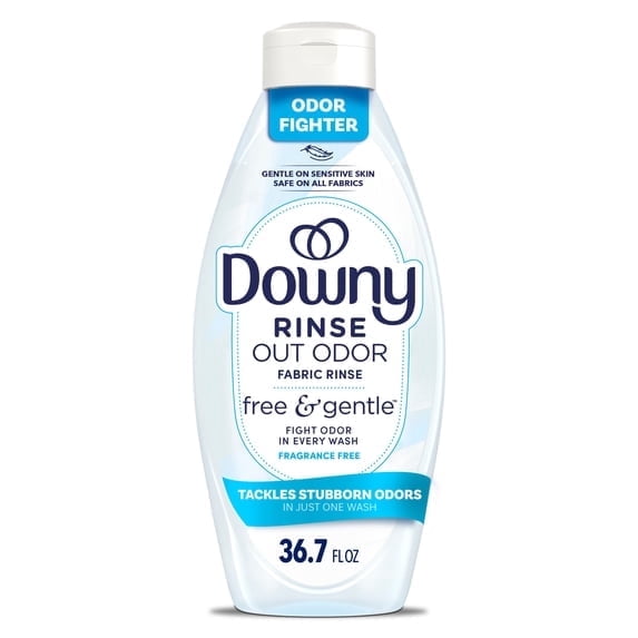 2 Pack - Downy Free & Gentle Rinse Out Odor Laundry Rinse, Tackles Tough Odors, 36.7 fl oz