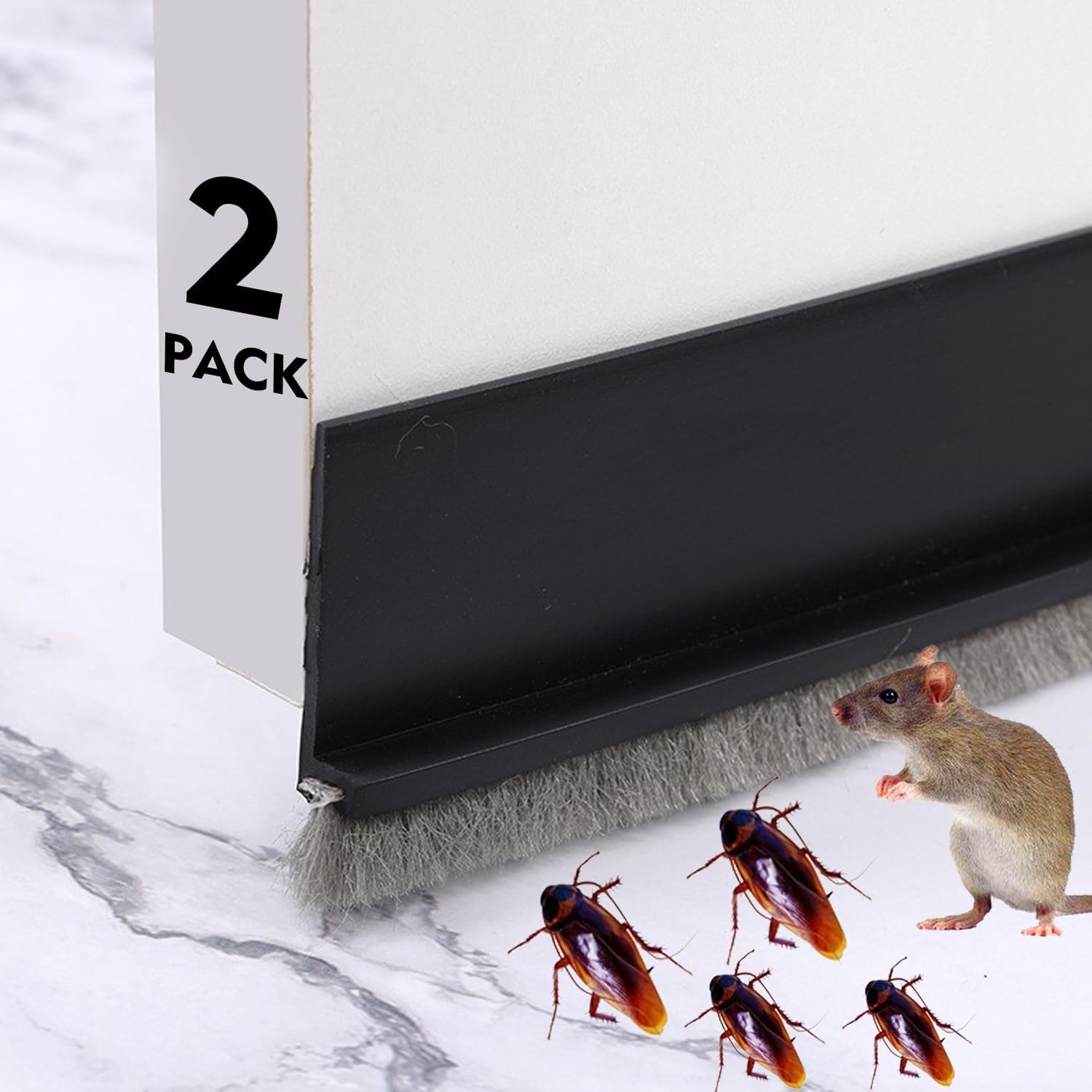 2 Pack Draft Stoppers for Bottom, Under Door Draft Stoppers with Brush ...