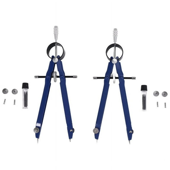 2 Pack Drafting Compass with Lock Math Bow Drawing Metal Wheel Geometry Divider Precision Student for Art School Office