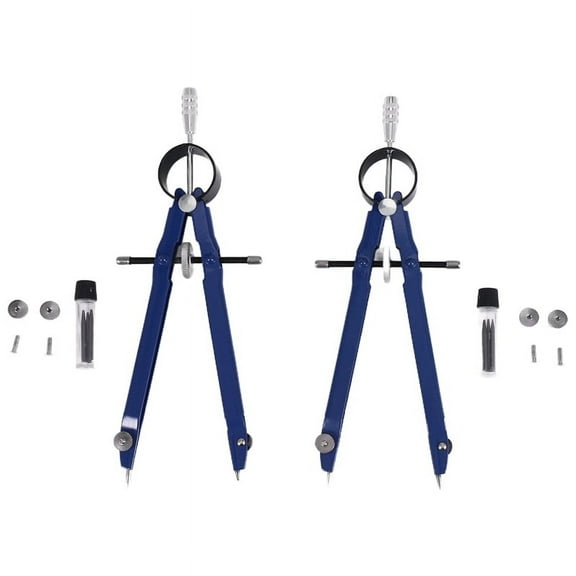 2 Pack Drafting Compass with Lock Math Bow Drawing Metal Wheel Geometry Divider Precision Student for Art School Office
