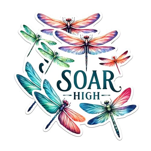(2 Pack) Dragonfly Soar High Magnets - Inspirational Dragonfly Magnets - Motivational Quote Magnets- 5" On Longest Side - for Fridges, Toolboxes, Cars - Made in USA - MAG2692