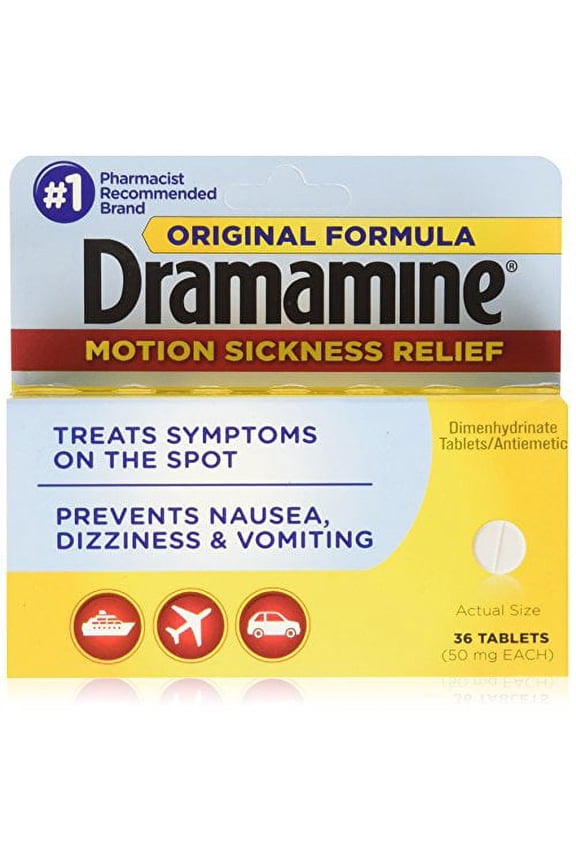 2 Pack Dramamine Motion Sickness Relief Original Formula, (36 Tablets, 50 MG EA)