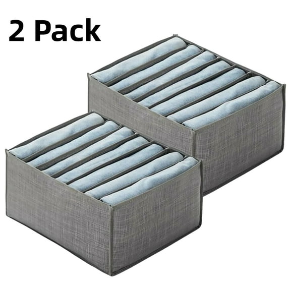 2 Pack Drawer Organizer for Clothing 14 Grids Foldable Closet Organizer and Storage Dresser Divider Baskets for Underwear, T-shirt, Legging, Belt, Tie