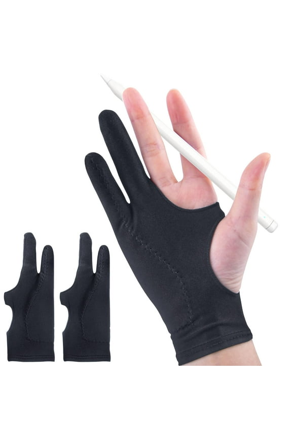 2-Pack Drawing Glove Palm Rejection for iPad Surface All Capacitive Touch Screen Artist Right/Left Hand Graphic Tablet, Graphics Monitor Digital Drawing Sketching, Inking, Coloring Two Finger Gloves