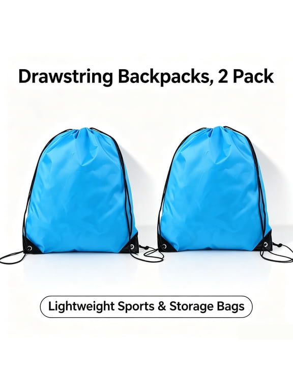 2 Pack Drawstring Backpack Bags, 16.54 x 13.39 Inch Sports Sackpack, Lightweight Gym Bags for Men Women, Travel, Swimming, Cycling, Basketball, Clothing Storage and Daily Use