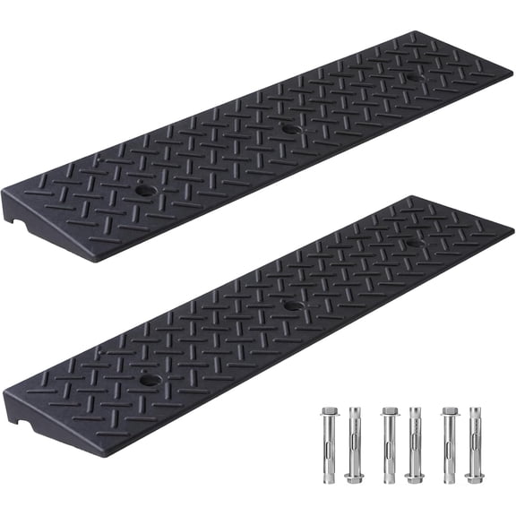 2 Pack Driveway Curb Ramp, 2 Inch Rise Rubber Threshold Ramp, Heavy Duty 6600LB Capacity for Lawn Mower, Wheelchair, Motorcycle, Cars, Sidewalk & Shed