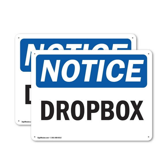 (2 Pack) Dropbox OSHA Notice Sign 18 Inch X 12 Inch Indoor / Outdoor Rust-Free Aluminum Metal Signs for Workplace, Workshop, and Construction Site, Made in the USA