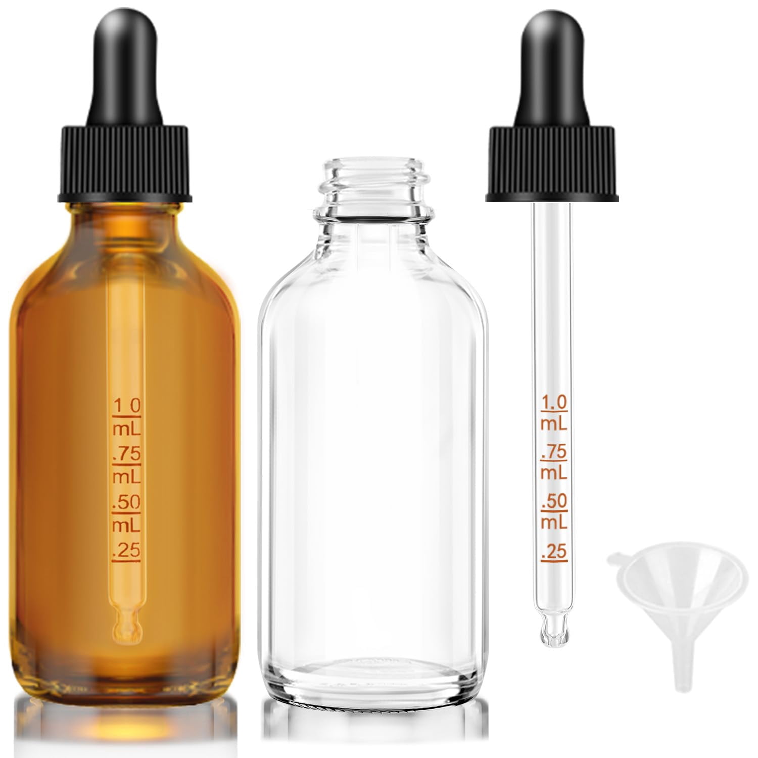 Dropper Battle 2 Pack Dropper Bottles , Glass Bottle with Graduated Dropper - Walmart.com