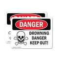 thumbnail image 1 of (2 Pack) Drowning Danger Keep Out! OSHA Danger Sign 10 Inch X 7 Inch Indoor / Outdoor Rust-Free Aluminum Metal Signs for Workplace, Workshop, and Construction Site, Made in the USA, 1 of 8