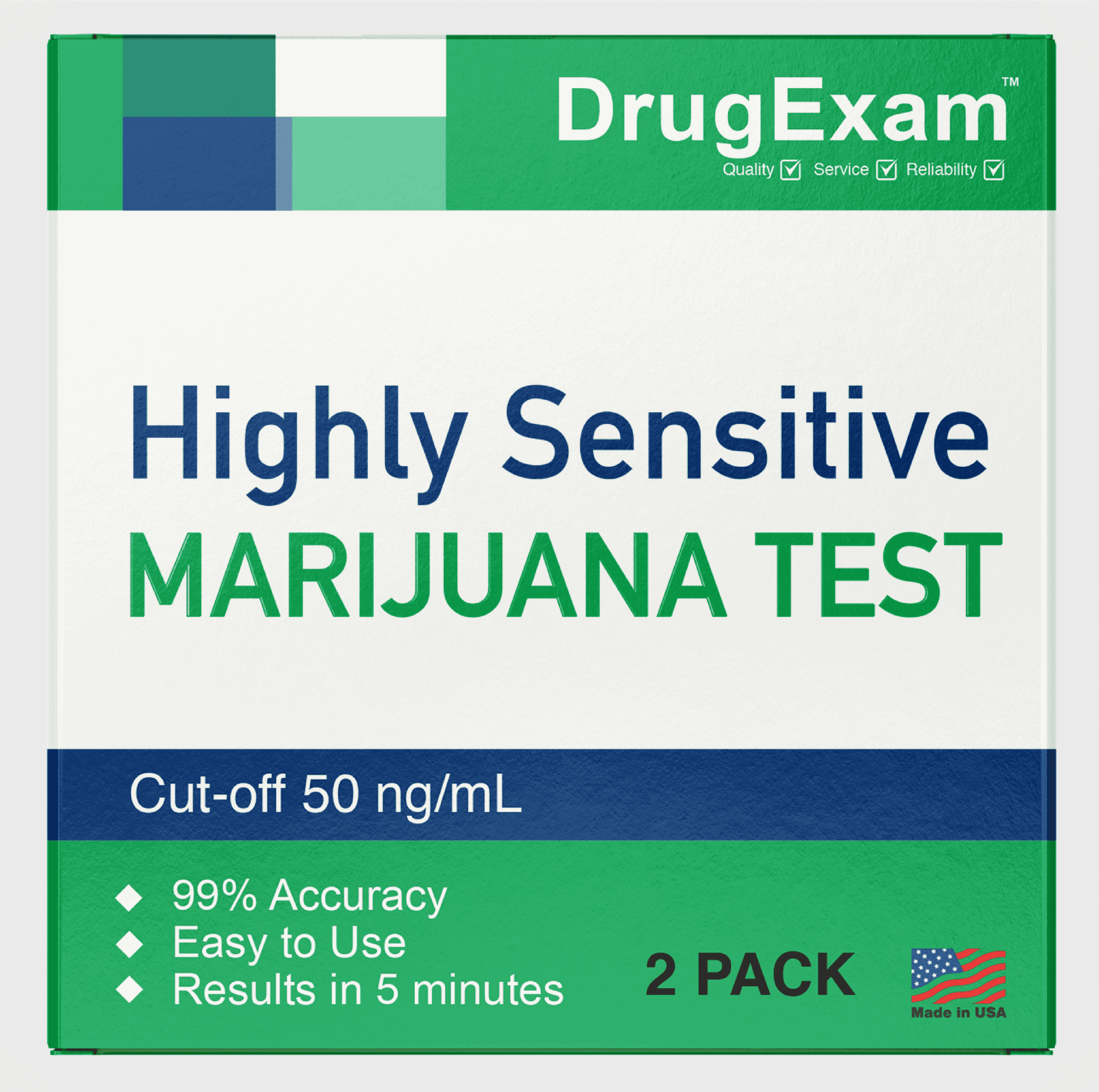2 Pack DrugExam Made in USA Highly Sensitive Marijuana THC Testing