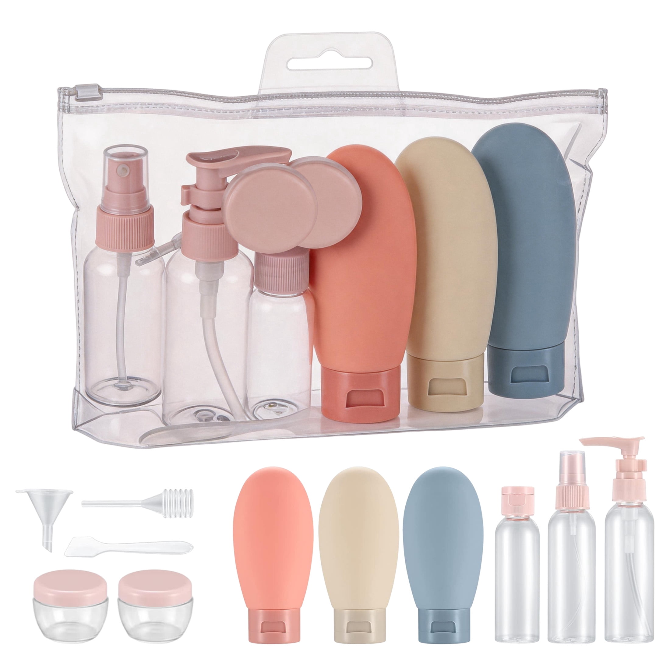 8 Pcs Travel Size Bottles Kit, Leakproof Empty Cosmetic Containers, Portable Refillable Squeeze Bottles for Travel, Business Trip, Outdoor Use