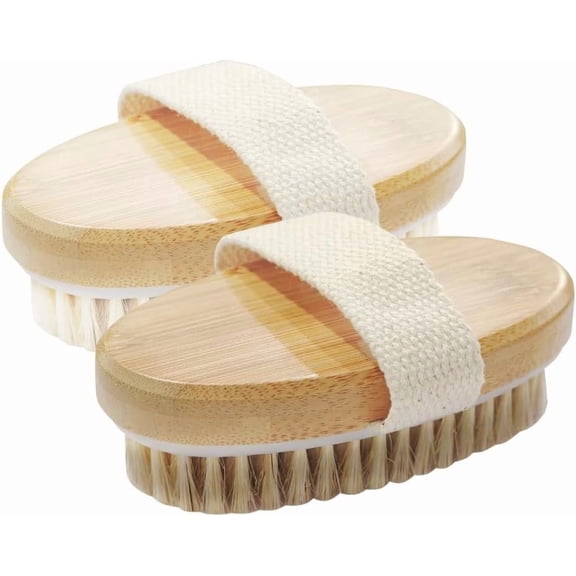 2 Pack Dry Brushing  Brush for Lymphatic  Bristle  with Massage Nodes  Circulation Improvement