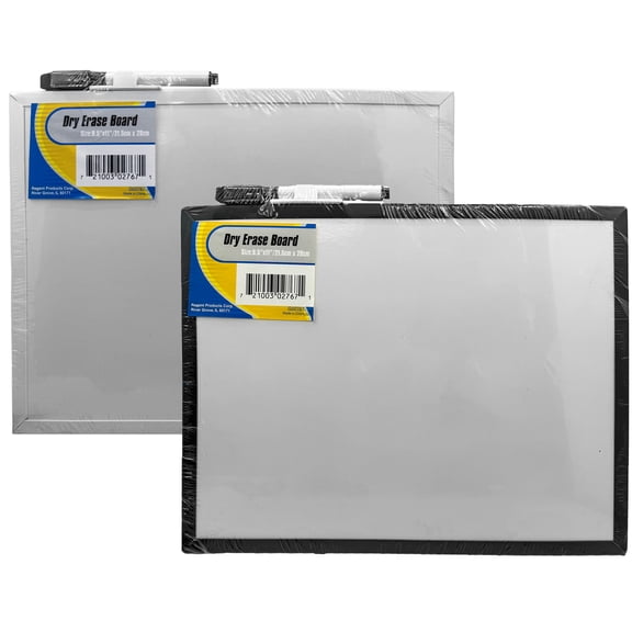 2-Pack Dry Erase Boards Set, 8.5" x 11", White & Black w/ Markers Included