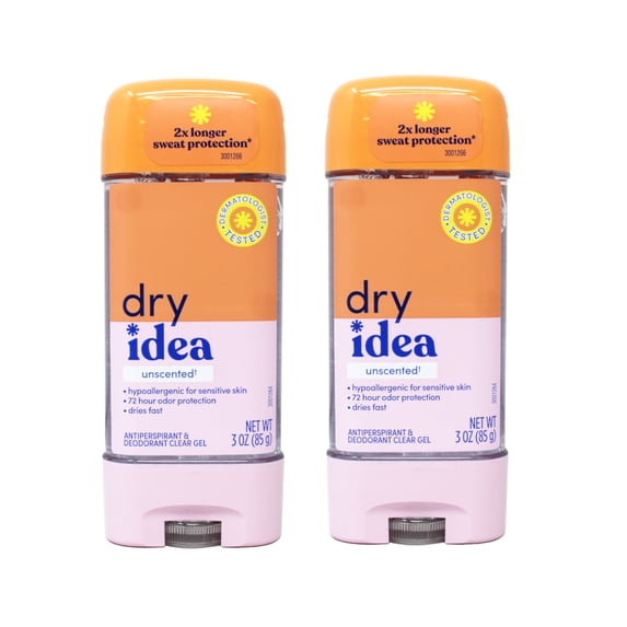 Dry Idea Advanced Dry Hypo Allergenic Clear Gel Antiperspirant And Deodorant, Unscented, 3 Oz, 2 Pack
