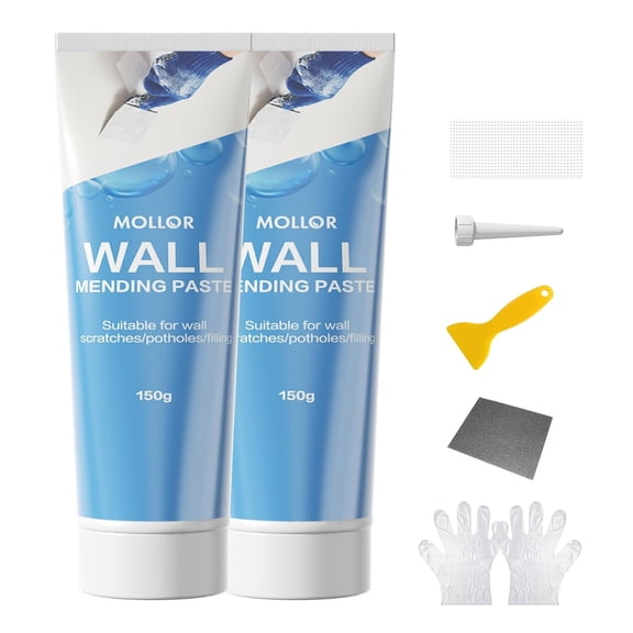 2 Pack Drywall Repair Kit Wall Patch, 300g Spackle Wall Repair Paste with Scraper, Wall Mending Agent Quick and Easy Solution to Fill The Holes for Home Wall, White Repair Putty Plaster Dent