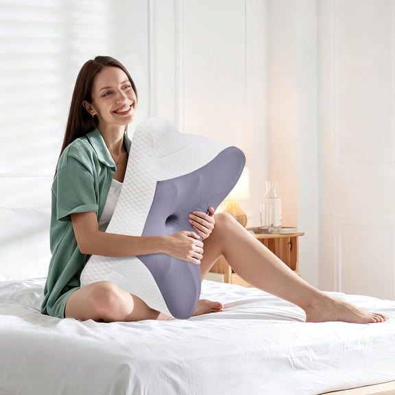 2 Pack Dual Cooling Memory Foam Bed Pillows, Ideal Side Sleeper Pillow, Soft Supportive Construction, Targeted Neck Support for Comfortable & Restful Night Sleep