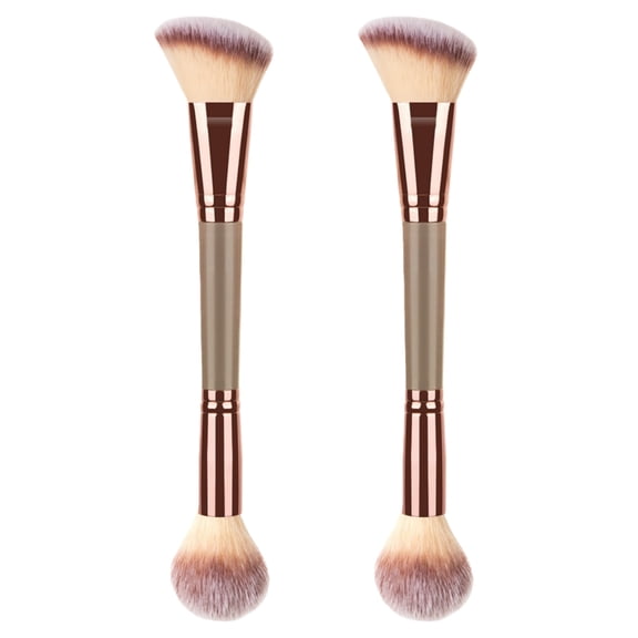 2-Pack Dual-Ended Makeup Brushes Foundation, Contour, Blush & Powder Ultra-Soft Synthetic Bristles, No Shedding, Professional Beauty Tools