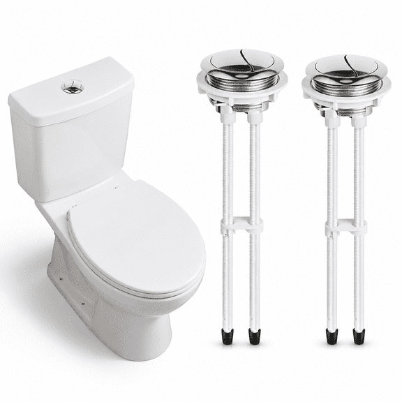 2 Pack Dual Flush Toilet Push Button Replacement, 48mm/1.89 inch Toilet Tank Button, Adjustable Chrome Top Mount Kit