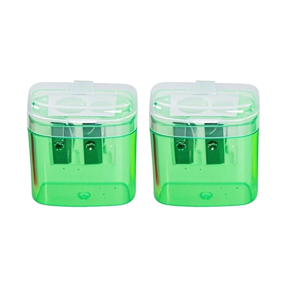 2-Pack Dual-Hole Manual Pencil Sharpener, Portable Transparent Sharpener Set for Kids & School, Compact Sharpener with Container for Classroom & Colored Pencils