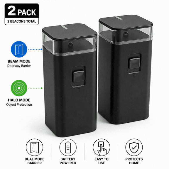 2-Pack Dual-Mode Virtual Wall Barrier Beacons for Robot Vacuum Cleaners, Infrared Boundary Barrier Blockers with Beam & Halo Modes
