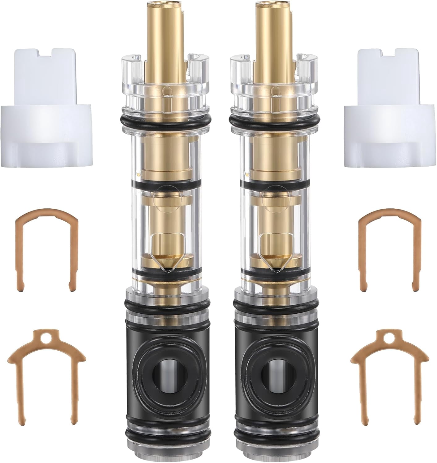 2 Pack Dual Seal Cartridge Replacement Compatible with Moen 1225 1225B, One Handle Kitchen and Bathroom Faucet Cartridge Fits Single Handle Faucet/Showers, Brass