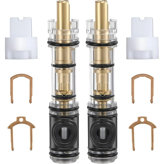 2 Pack Dual Seal Cartridge Replacement Compatible with Moen 1225 1225B, One Handle Kitchen and Bathroom Faucet Cartridge Fits Single Handle Faucet/Showers, Brass