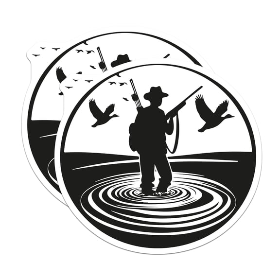 (2 Pack) Duck Hunter Magnets - Waterfowl Hunting Silhouette Art - Outdoorsman Refrigerator Decor - Vehicle Locker Accessory - 5 Inches On Longest Side - Thick Durable Magnet - Made in USA - MAG20301