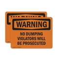thumbnail image 1 of (2 Pack) No Dumping Violators Will Be Prosecuted OSHA Warning Sign 24 Inch X 18 Inch Plastic Sign, Weather Resistant, UV Protected for Workplace, Business, and Construction Site, Made, 1 of 8