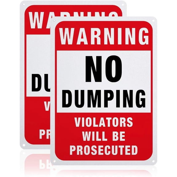 2 Pack No Dumping Warning Signs 7x10 inches 40 Mil Aluminum Violators Will Be Prosecuted Warning Signs for Indoor or Outdoor Reflective UV Protected Waterproof 2pcs