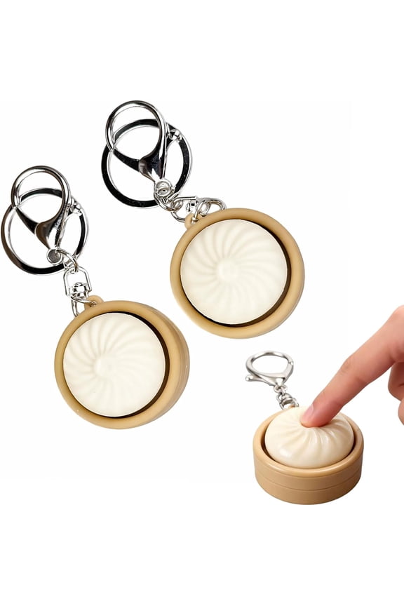2 Pack Dumpling Keyboard Fidget Toy Keychain, Crisp Clicky Sound, Satisfying Mechanical Keyboard Style Press, Stress Relief Anxiety Fidget for Adults, Portable Desk Clicker for Work, Study
