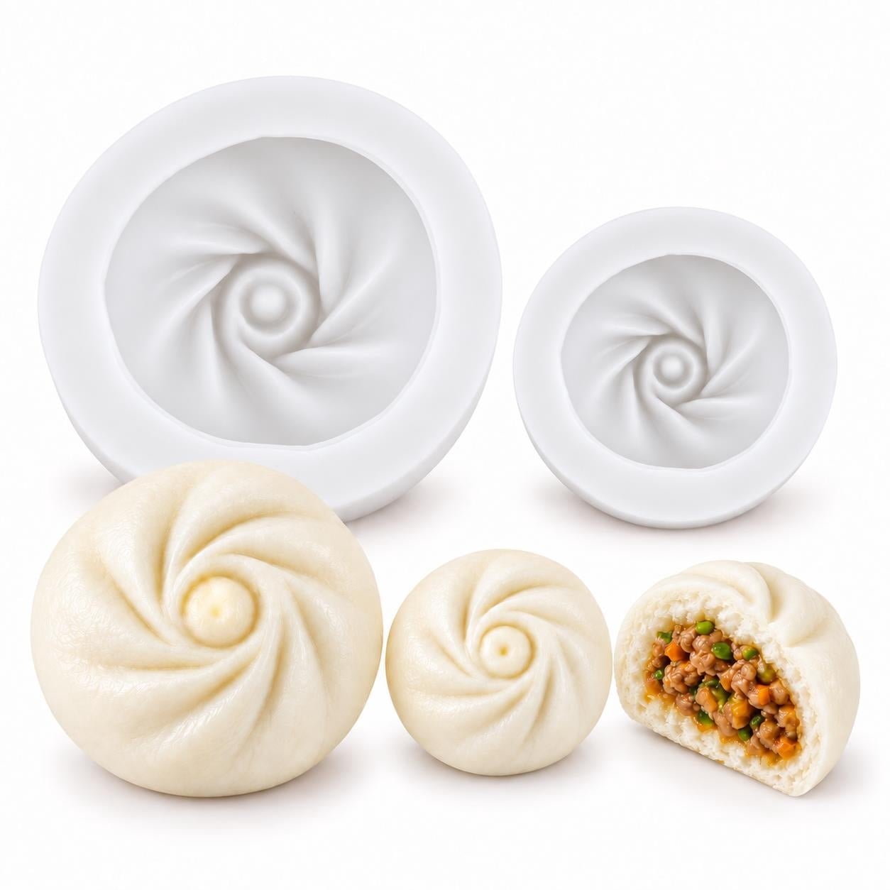 2 Pack Dumpling Silicone Mold,Spiral Steamed Dumpling Maker , Reusable ...