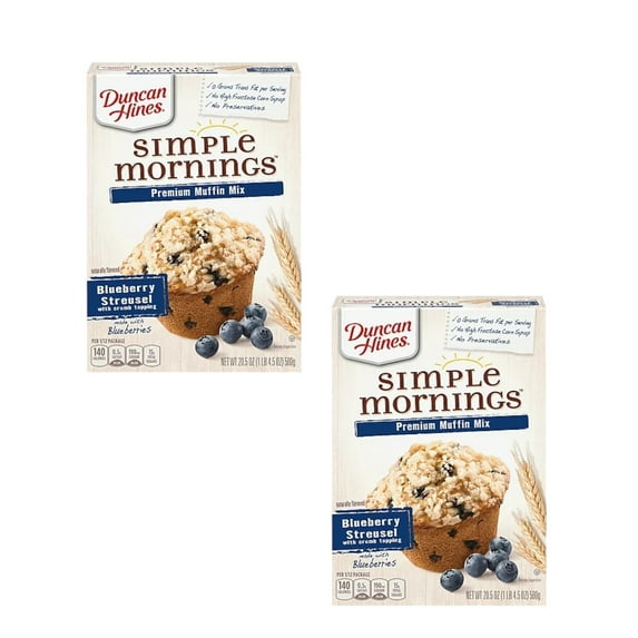 ( 2 Pack ) Duncan Hines Simple Mornings, Premium Muffin Mix, Blueberry Streusel With Crumb Topping, 20.5 oz