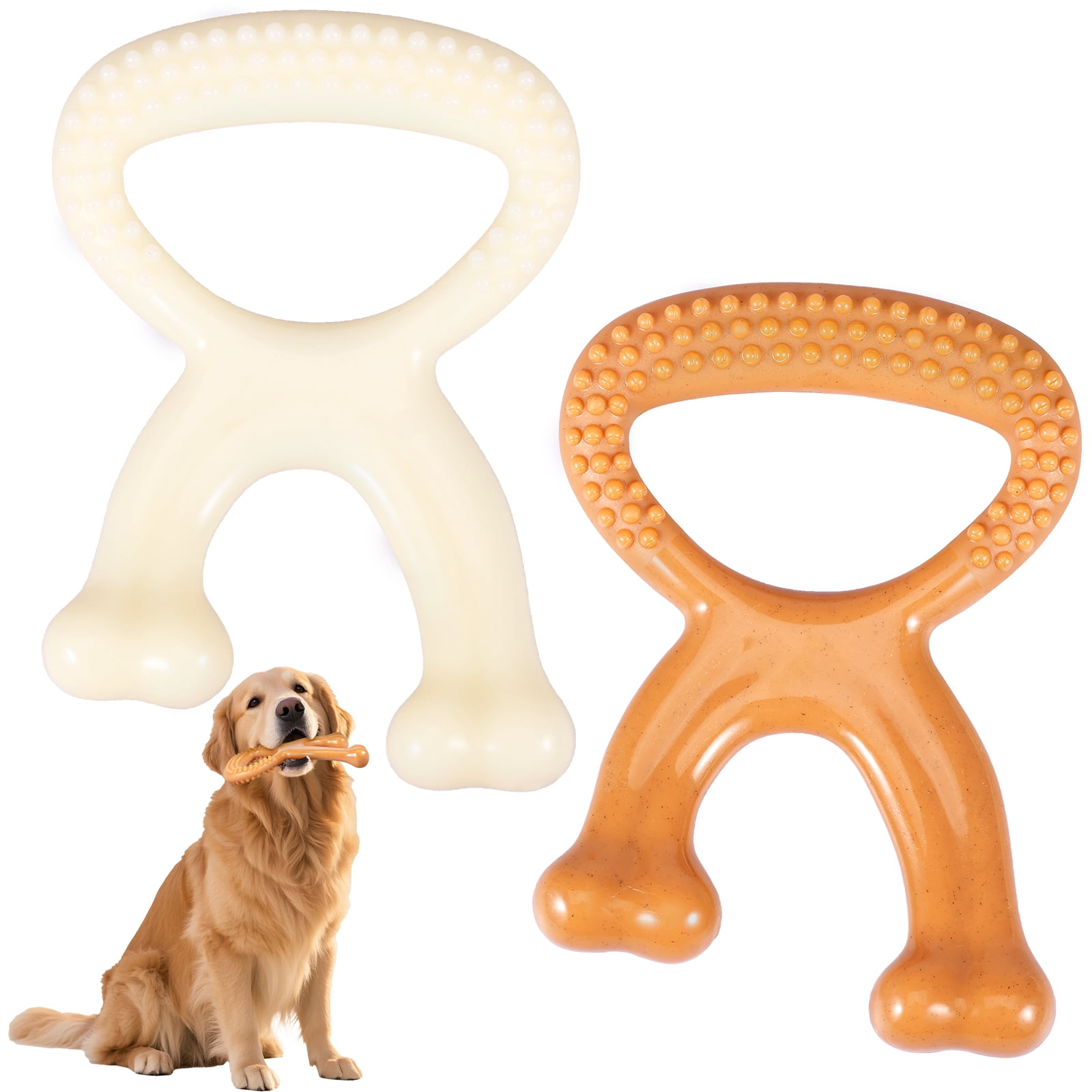 2 Pack Durable Dog Chew Toy for Aggressive Chewers Indestructible Nylon Bone Dental Care Teeth Cleaning Chew Toy for Small Medium and Large Dogs Keep Them Busy Irresistible Beef Flavor
