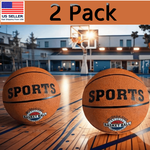 2 Pack Durable Indoor/Outdoor Basketball Official Size & Weight, High-Grip Rubber Surface, Training & Game Ready, Wear-Resistant for Street & Court Play