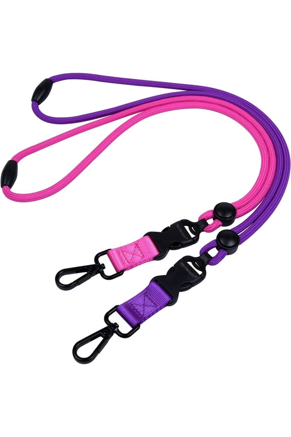 2 Pack Durable Round Cord Heavy Duty Lanyard With Breakaway, Detachable Buckle For ID Card Badge Holder And Keys