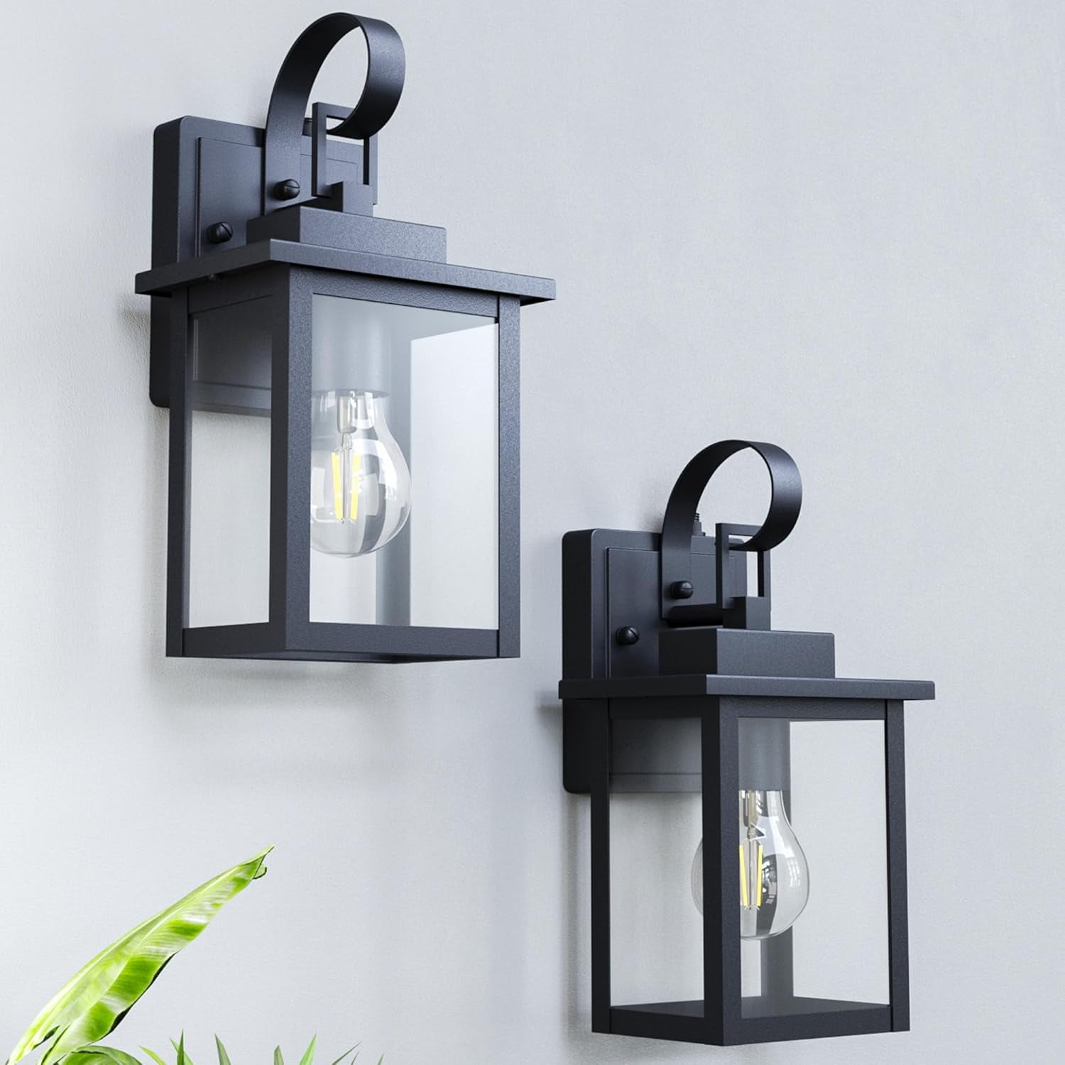 Matte Black Dimmable Outdoor Wall Sconce with Clear Glass
