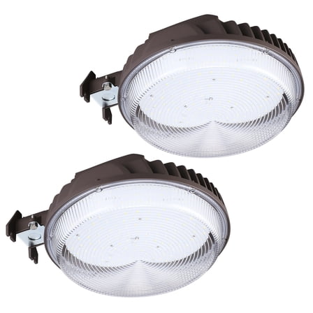 2 Pack Dusk to Dawn LED Barn Light, 100W Security Flood Lights with Photocell, Outdoor Area Lighting, ETL & FCC Listed, IP65 Waterproof, Aluminum, 120-277V, 5000K Daylight, Bronze