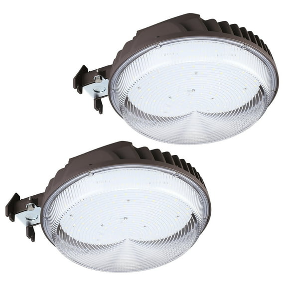 2 Pack Dusk to Dawn LED Barn Light, 100W Security Flood Lights with Photocell, Outdoor Area Lighting, ETL & FCC Listed, IP65 Waterproof, Aluminum, 120-277V, 5000K Daylight, Bronze