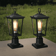 thumbnail image 1 of 2 Pack Dusk to Dawn Outdoor Post Lantern, 17 Inch Pillar Light with Pier Mount Base, Rectangular Clear Glass Exterior Post Light for Patio, E26 Base, Black, 1 of 8