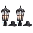 thumbnail image 1 of 17" Outdoor Post Lights 2 Pack Dusk to Dawn Exterior Post Lantern Fixture with 5.7" Pier Mount Base Black Aluminum Exterior Porch Fixtures for Patio Entryway, 1 of 8