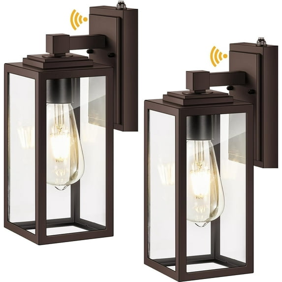 VIANIS 2 Pack Oil Rubbed Bronze Outdoor Lights Wall Mount, Dusk to Dawn Wall Lights for House Outside, Aluminium Modern Porch Lights Sconce, ORB Exterior Lantern Fixture with Waterproof, Anti-Rust