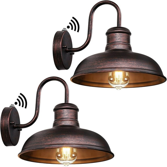 Dusk to Dawn Outdoor Wall Light, Farmhouse Exterior Gooseneck Barn Light, Vintage Matte Outdoor Wall Mount Light Fixture, Rust-proof and Waterproof Outdoor Light for House Porch Garage