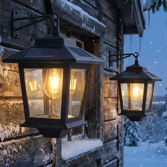 2-Pack Dusk to Dawn Solar Wall Sconce, Motion Sensor, Auto On/Off, IP65 Waterproof, Plastic & Glass, Weatherproof Outdoor Light for Porch Garage Front Door