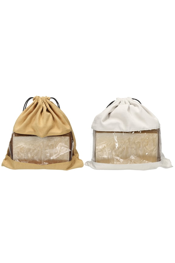 2 Pack Dust Bags for Handbags, 10.24"x10.24" Cotton Drawstring Storage Pouch, Gray/Coffee