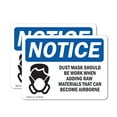 thumbnail image 1 of (2 Pack) Dust Mask Should Be Worn When Sign With Symbol OSHA Notice Sign 18 Inch X 12 Inch Vinyl Label Decal Sticker Weather Resistant, UV Protected for Workplace, Business, and, 1 of 6