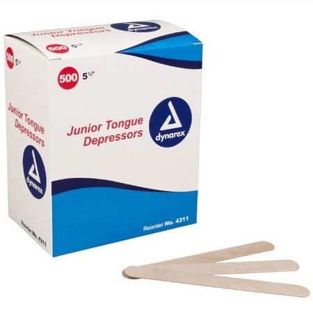 2 Pack Dynarex 5.5 Inches Tongue Depressor Non-sterile Junior 500 Each