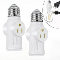 Light Plug Adapter,E26/E27 Heat Resistant Light Bulb Plug Adapter,With 2 AC Outlets and 1 E26 Socket, For Garage Porch Security Camera Home Offic-2 Pack