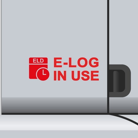 2 Pack - ELD E-Log In Use Vinyl Decal Electronic Logging Device Sticker E-Log Electronic Driver Logs Decal for Commercial Semi Truck & Bus Drivers - Many Colors & Sizes (9" x 3", Red)